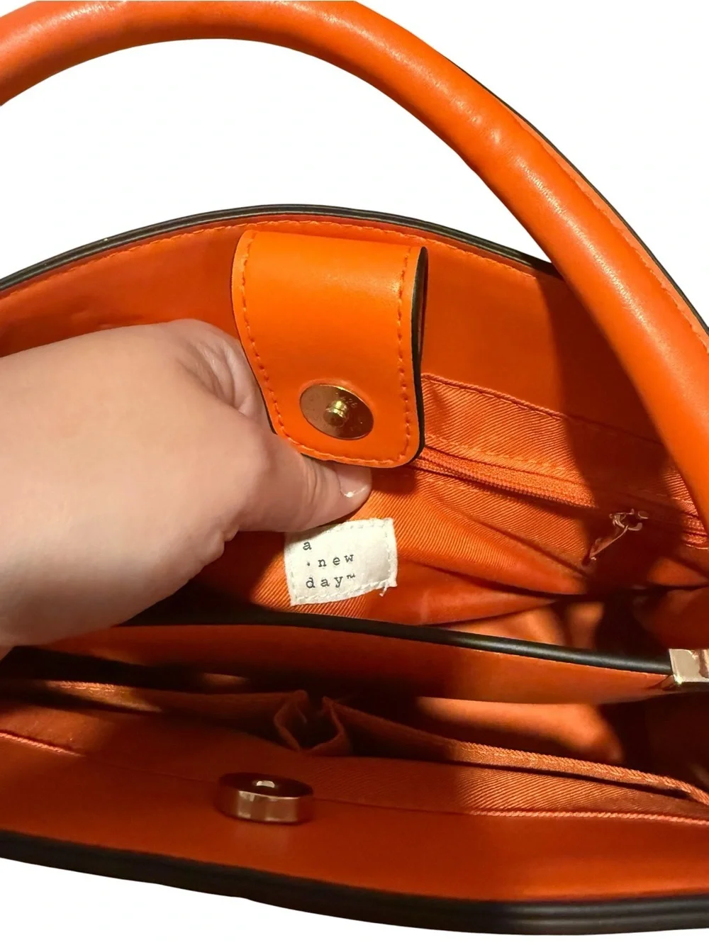 A new day Sleek Orange Top-Handle Satchel
